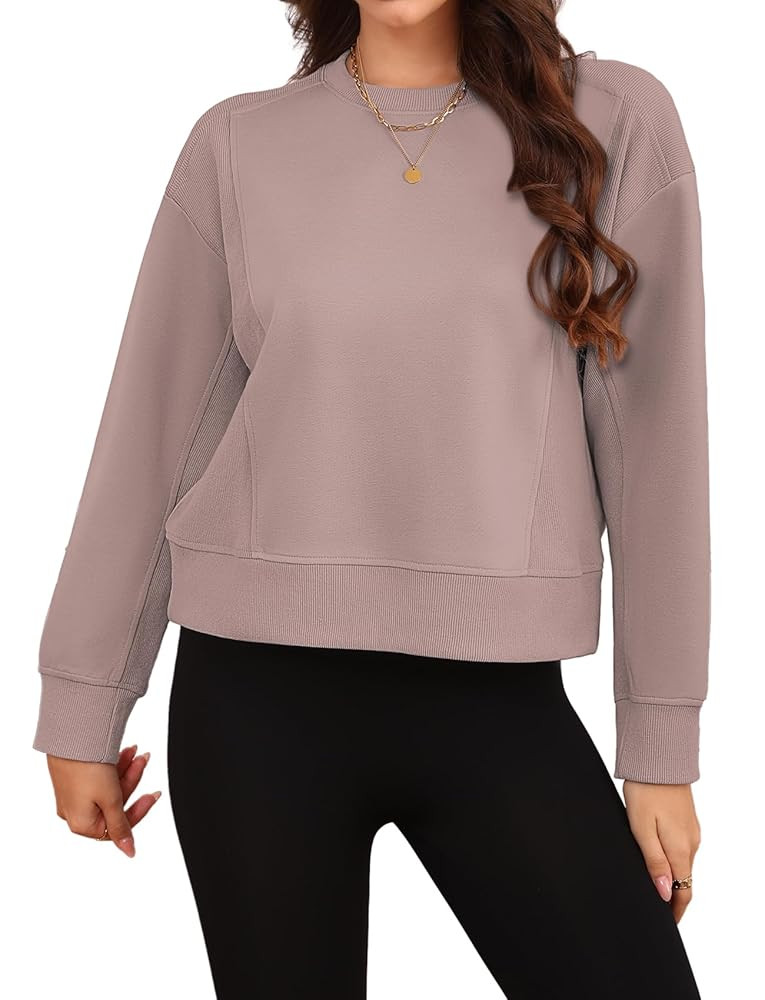Women's Oversized Cropped Sweatshirts Crewneck Pullover Sweater Long Sleeve Tops 2025 Fall Fashio... | Amazon (US)