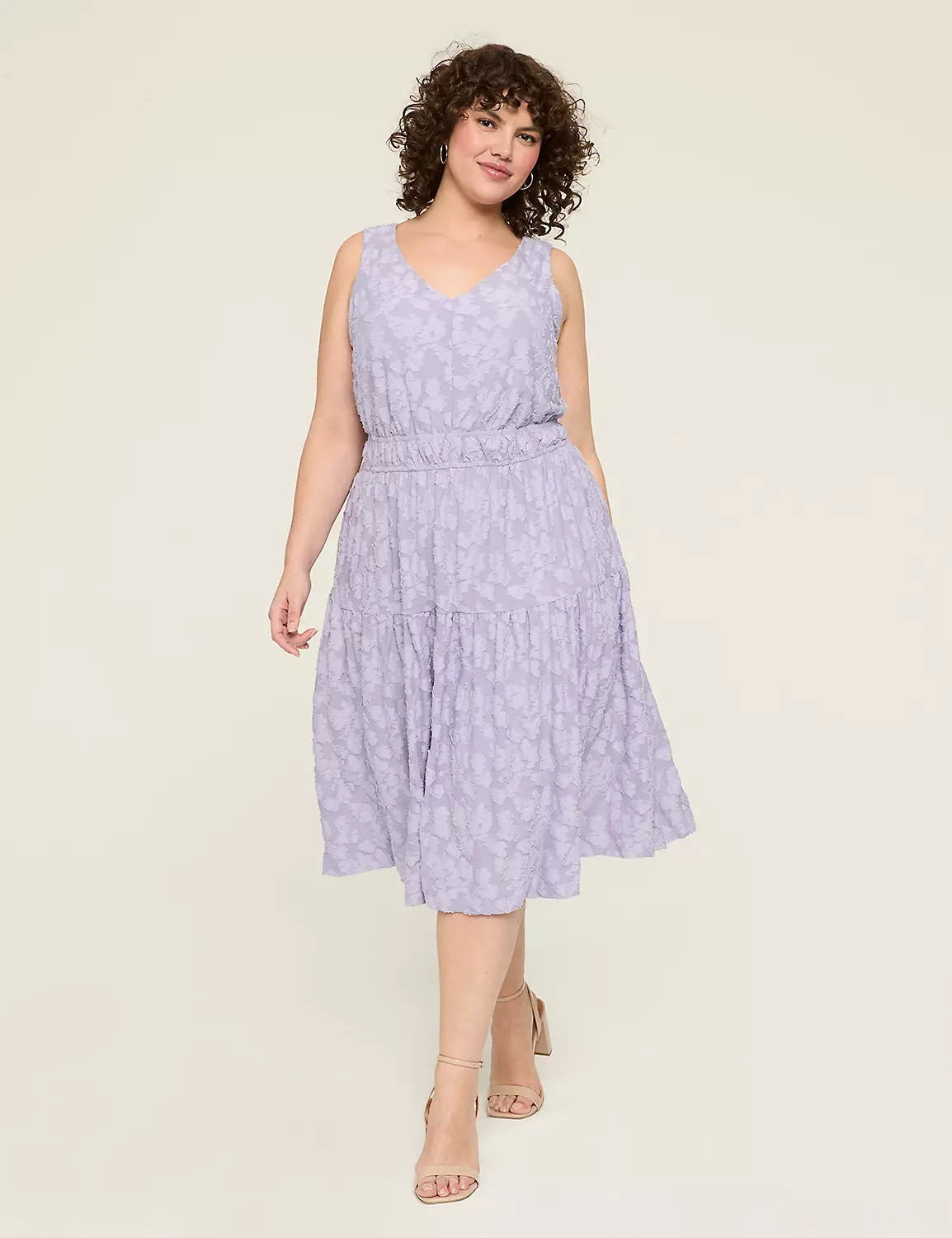 V-Neck Elastic-Waist Midi Dress | Lane Bryant (US)