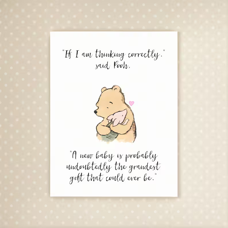 New Baby Greeting Card | Winnie the Pooh Quote "the Grandest Gift That Could Ever Be." | Pregnant... | Etsy (US)