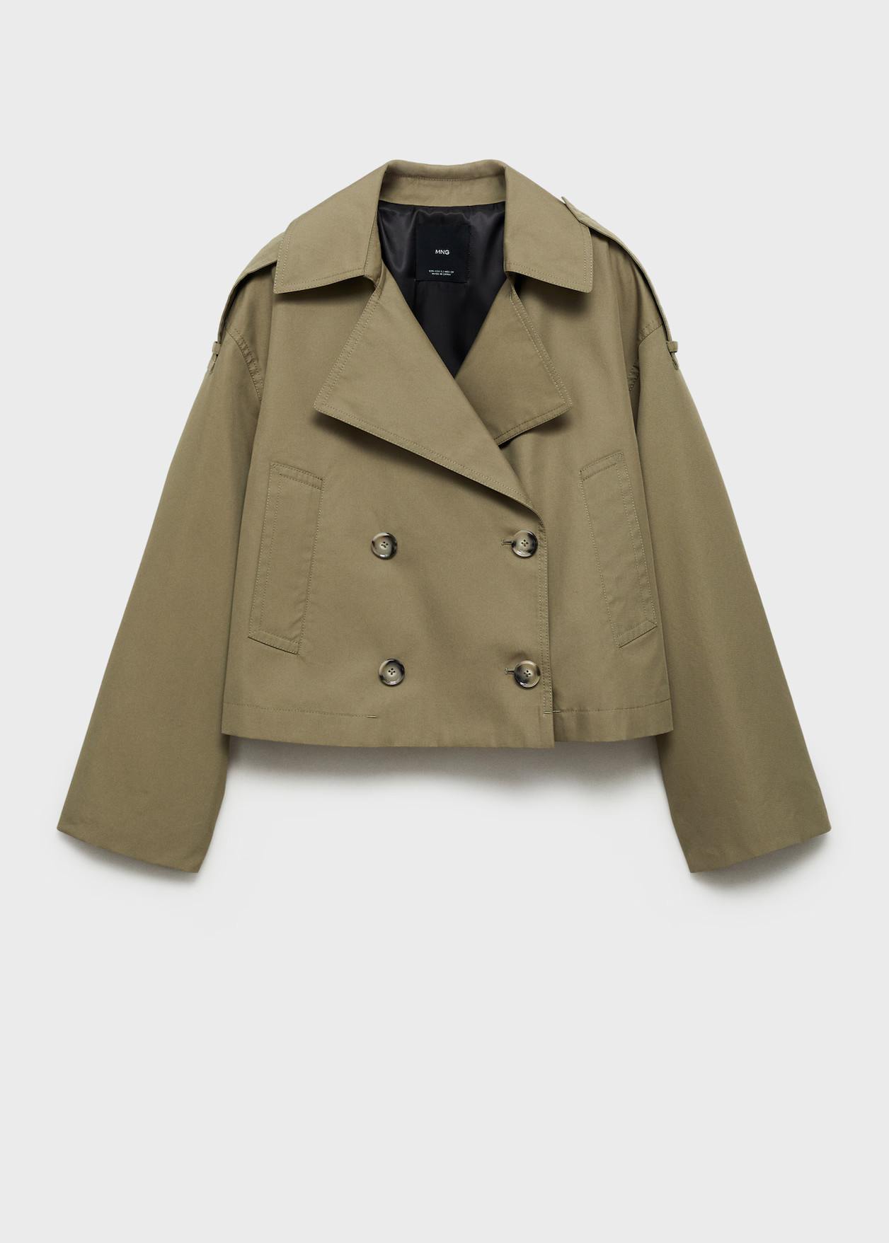 Double-breasted cropped trench coat - Women | MANGO USA | Mango (US/MX/AU)