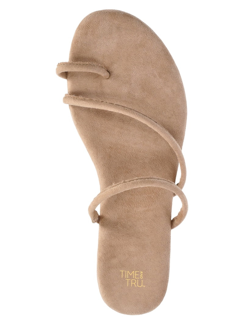 Time and Tru Women's Faux Suede Barely There Toe Loop Sandals | Walmart (US)