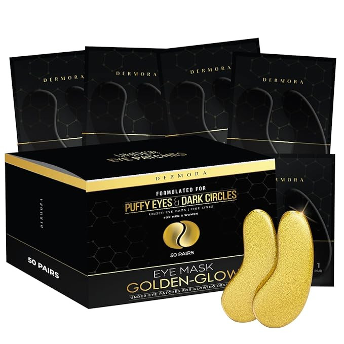 DERMORA Golden Glow Under Eye Patches (50 Pairs Eye Gels) - Rejuvenating Treatment for Dark Circl... | Amazon (US)