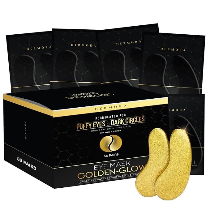 DERMORA Golden Glow Under Eye Patches (50 Pairs Eye Gels) - Rejuvenating Treatment for Dark Circl... | Amazon (US)