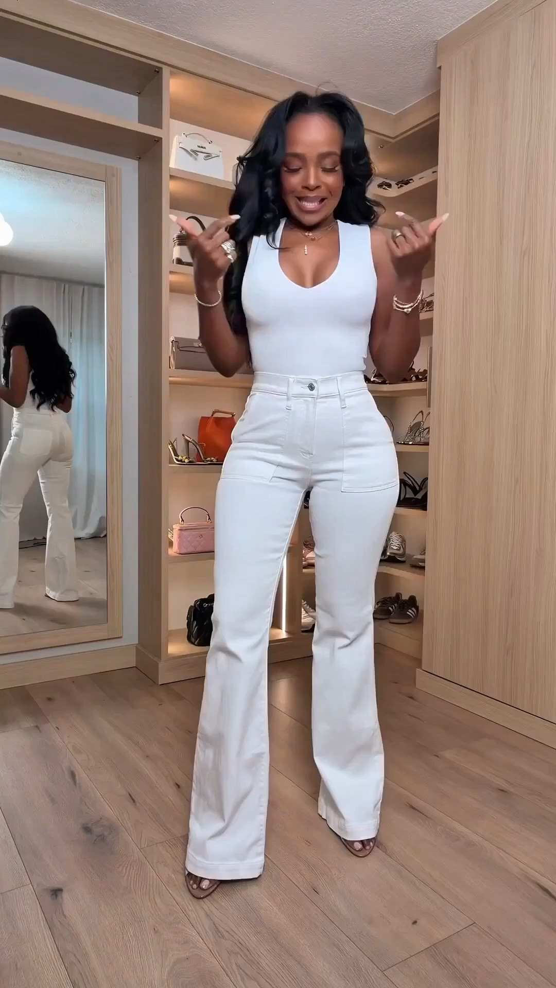 Hi babes! 🤍

Okay this all-white look is the kind of outfit that never misses. The fitted bodysuit paired with the high-waisted flare denim gives such a clean snatched silhouette while still feeling effortless and wearable. This is one of those simple looks that always looks expensive with minimal effort.

Where to wear this:
• Brunch dates
• Casual dinner nights
• Vacation days
• Everyday elevated errands

Undergarment notes: seamless nude undergarments recommended with the white denim.

Everything is linked below ✨

xx Kira | Kira’s Fashion Finds

5’4 | 140LBS | 34D-27-40 | size small or 4

Comment SHOP below to receive a DM with the link to this post on my LTK ⬇