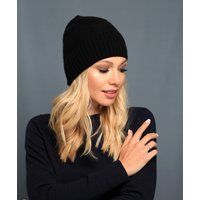 Black Cashmere Winter Hat, Ultrafine Merino Wool Cap, Women Black Beanie Bblack | Etsy (US)