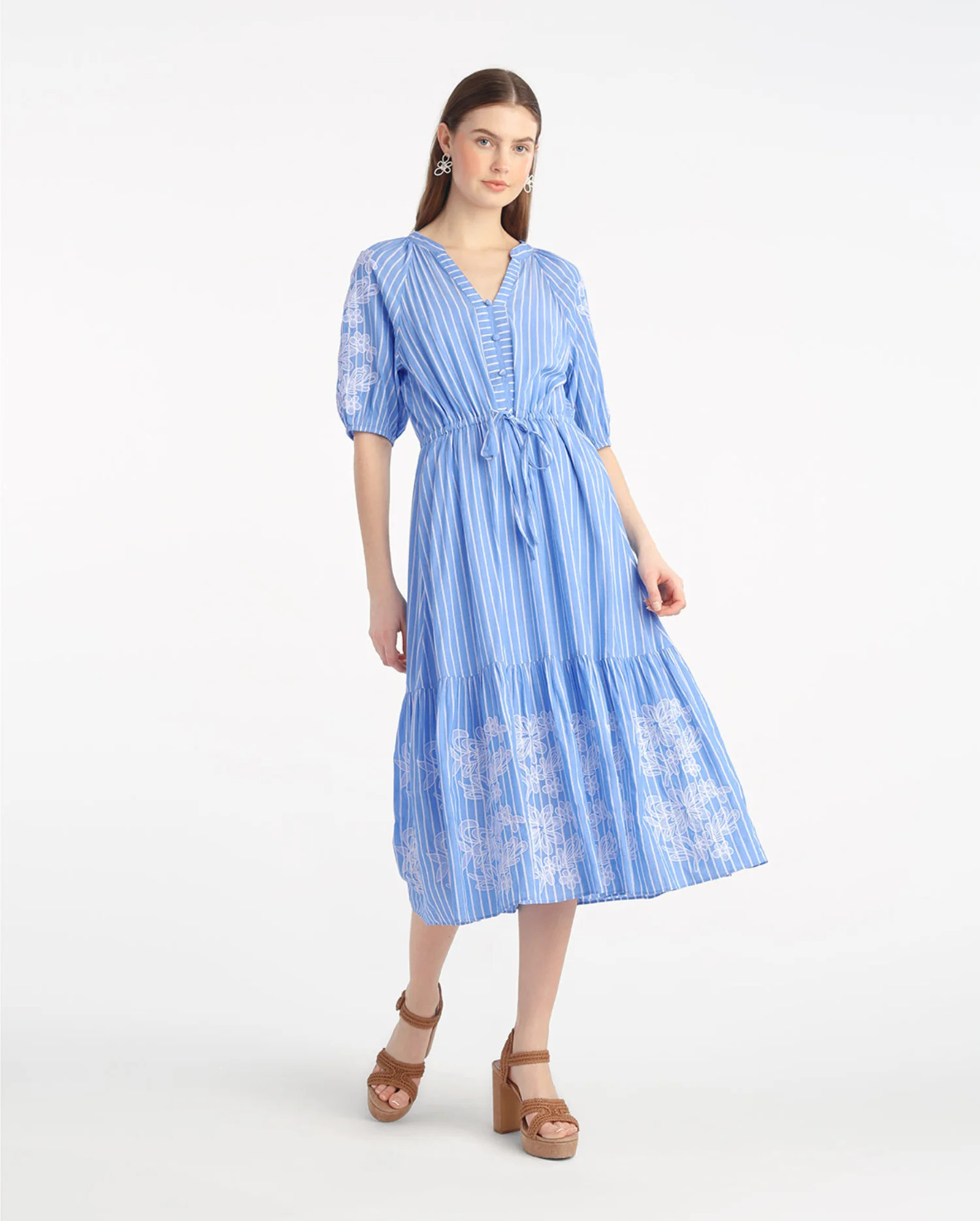 Martina Midi Dress with Floral Embroidery | Draper James (US)