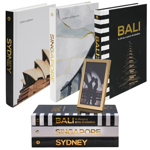 Decorative Books for Home Decor - Black and Gold Foiled Decor Books for Coffee Table - Decorative Hardcover Display Faux Books for Bookshelf – Fashion Designer Books Decor Set of 3 | Amazon (US)