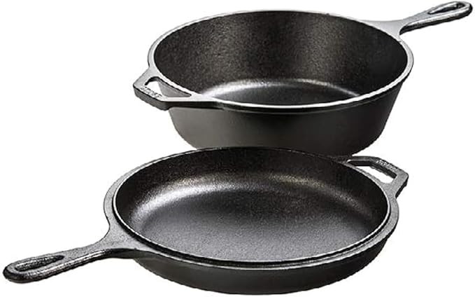 Lodge Cast Iron Combo Cooker - PFAS-Free 2-in-1 3.2 Quart Deep Pot and 10.25 Inch Skillet Set - D... | Amazon (US)