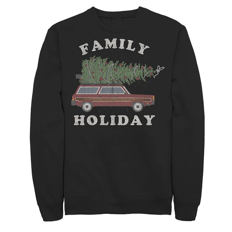 Men's Retro Family Holiday Christmas Crewneck Sweatshirt, Size: Medium, Black | Kohl's