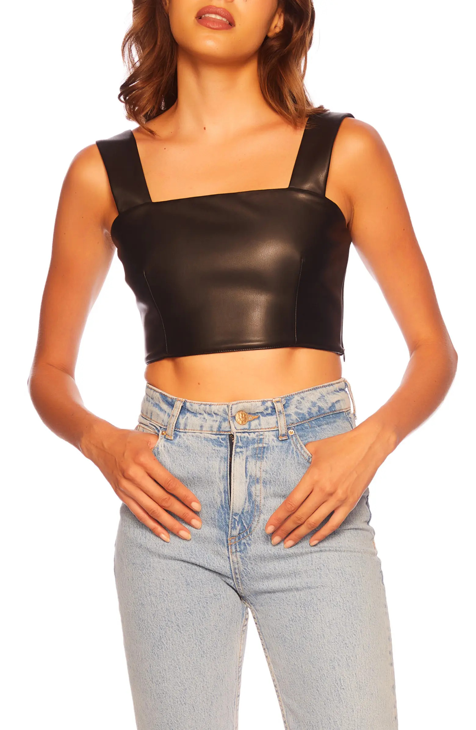 Faux Leather Crop Tank | Nordstrom