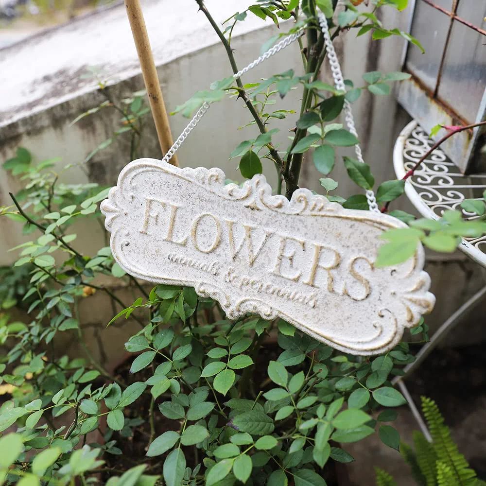 All Chic Metal Garden Sign Hanging Flower Sign Yard Sign Garden Decor Sign Door Hanger Metal Gard... | Amazon (US)