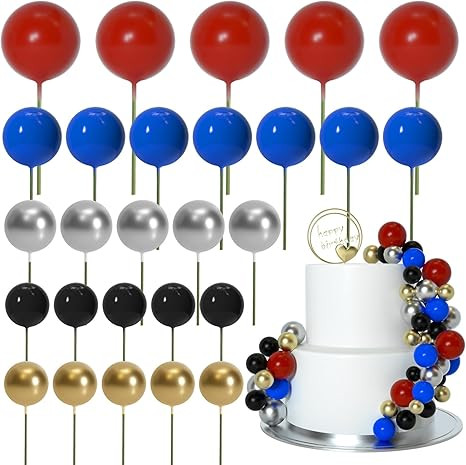 ASTARON 50 Pcs Ball Cake Topper Sticks Mini Balloons for Cake Decorating Supplies Foam Balls Cake... | Amazon (US)