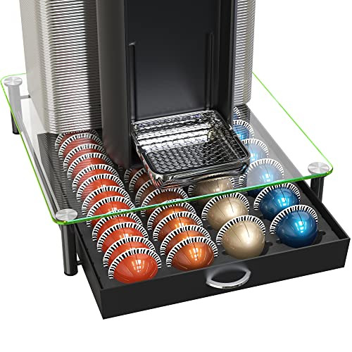 DecoBrothers Crystal Tempered Glass Vertuo Pod Holder Drawer, 24 Large or 48 Small Nespresso Capsule Organizer | Amazon (US)