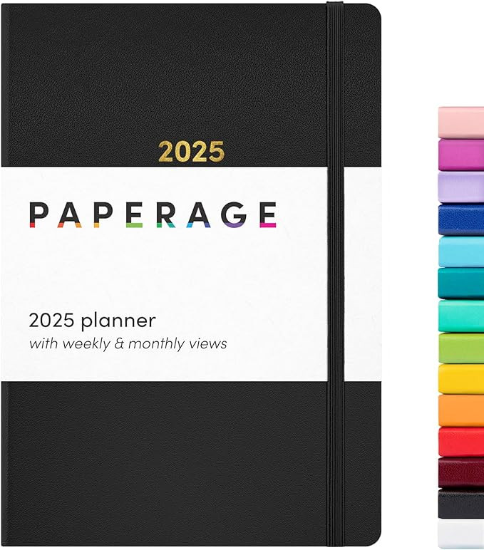 PAPERAGE 2025 Weekly & Monthly Hardcover Planner (Black), 12 Month (January 2025 - December 2025)... | Amazon (US)