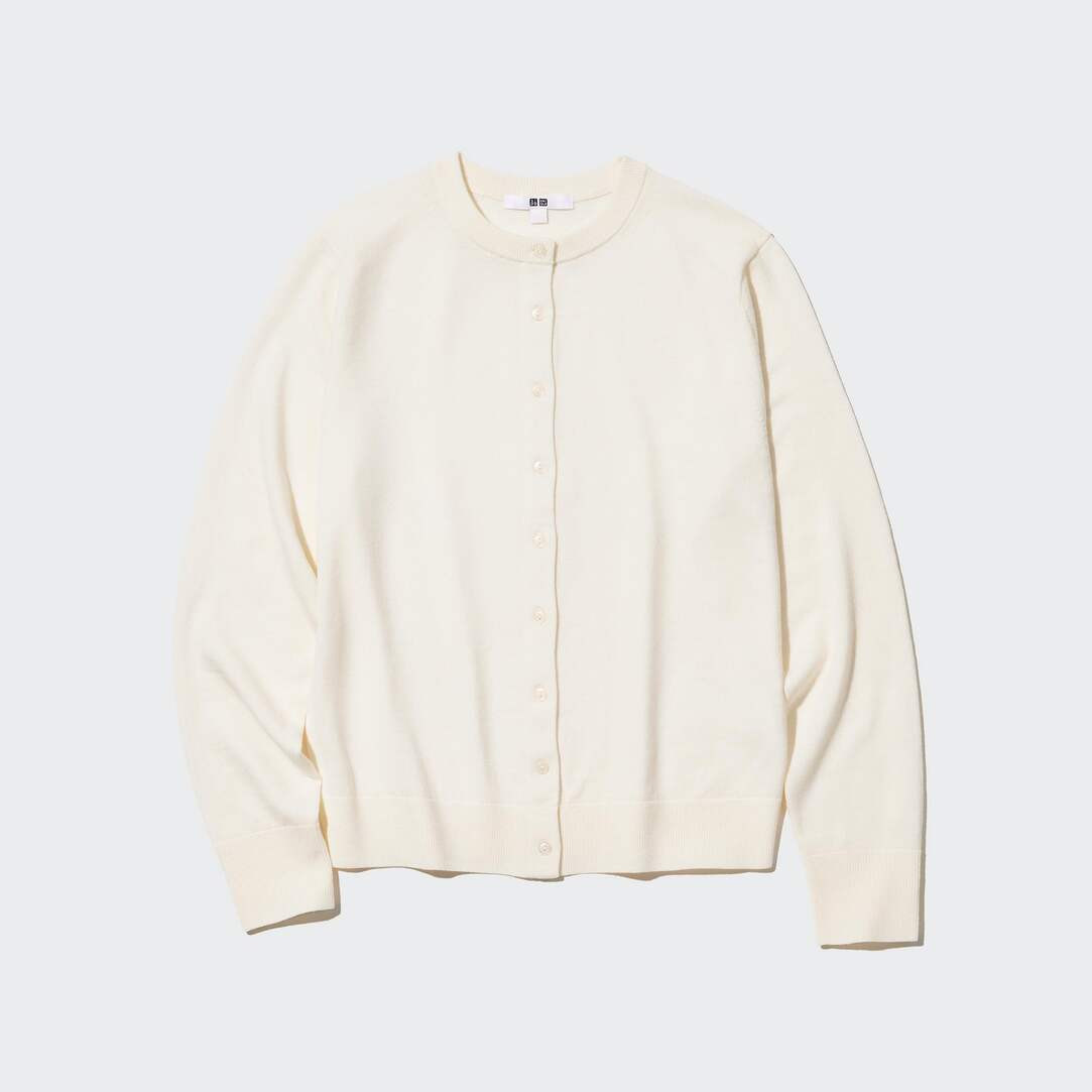 100% Extra Fine Merino Crew Neck Cardigan | UNIQLO (UK)