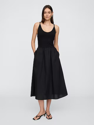 Twist-Strap Scoopneck Midi Dress | Gap Factory