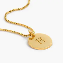 Willow Disc Initial Necklace - Gold Vermeil | Oak & Luna (US)