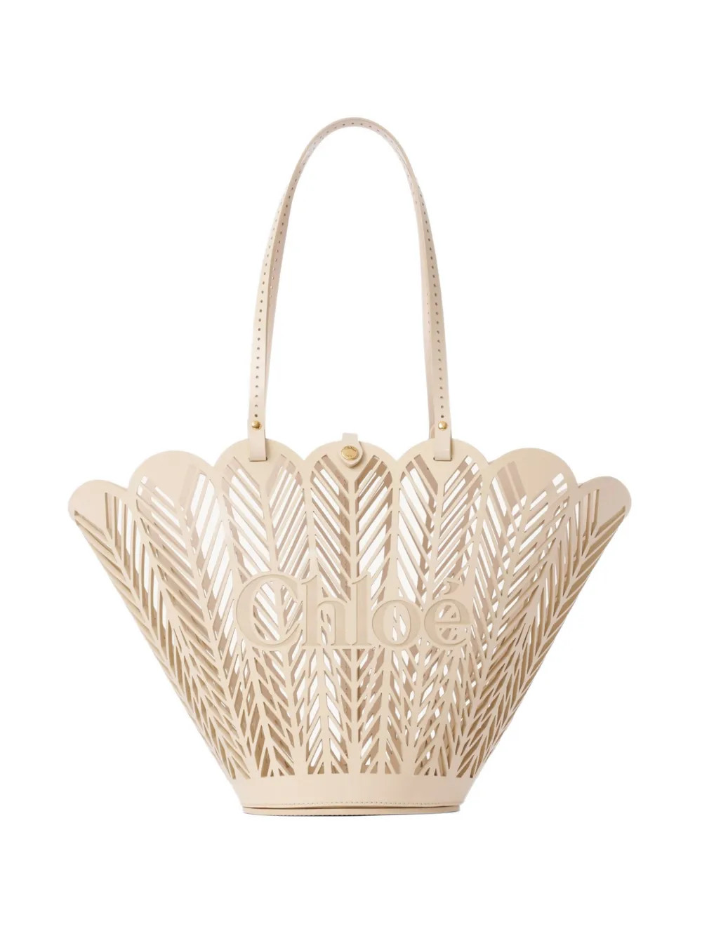 Chloé Soleil cut-out logo-debossed Tote Bag | Beige | FARFETCH NL | Farfetch Global