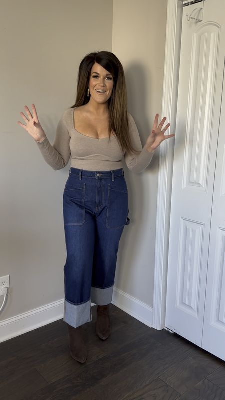 Birthday dinner ready!! I love this super cute body suit and cuffed denim!! 

I’m wearing sizes: 
Bodysuit: M
Denim 32 (size up)
Boots: 10

Abercrombie, oatmeal body suit, sweetheart neckline, Veronica beard jeans, dark wash denim, cuffed denim, brown booties, faux suede booties, fall outfit, winter outfit



#LTKstyletip #LTKsalealert #LTKmidsize