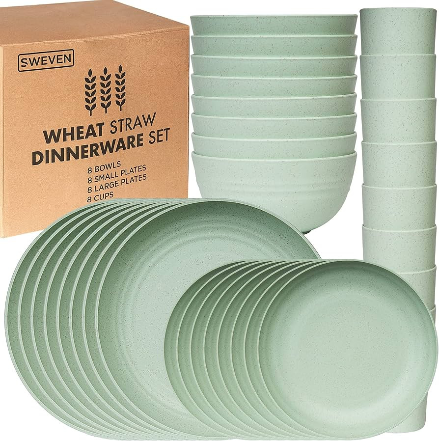 Wheat Straw Dinnerware Sets | Unbreakable Dinnerware Sets | Dishwasher Microwave Safe Dinnerware ... | Amazon (US)