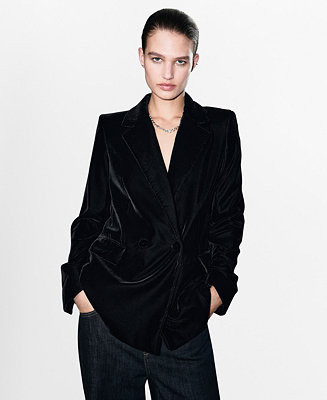 Mango Women's Double-Breasted Velvet Jacket - Macy's | Macy's