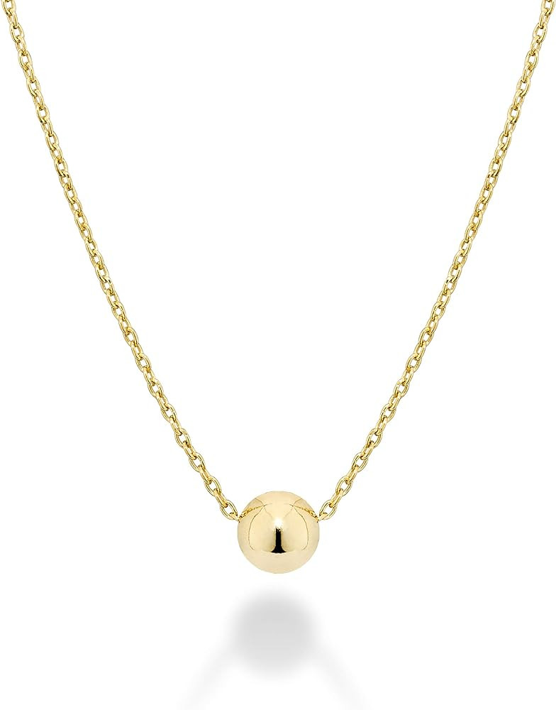 Miabella 925 Sterling Silver or 18K Yellow Gold Plated Italian 5mm Slide Bead Ball Pendant Neckla... | Amazon (US)