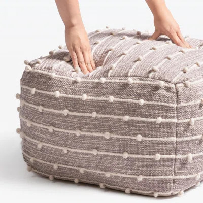 Beachcrest Home™ Basilio 22" Wide Square Striped Pouf Ottoman & Reviews | Wayfair | Wayfair North America