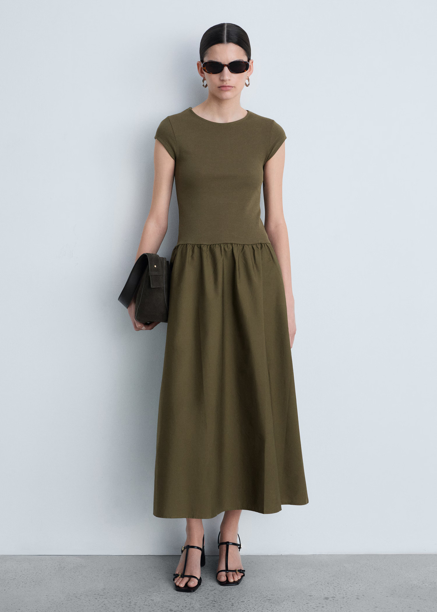 Flared dress in combined fabric | Mango (US/MX/AU)
