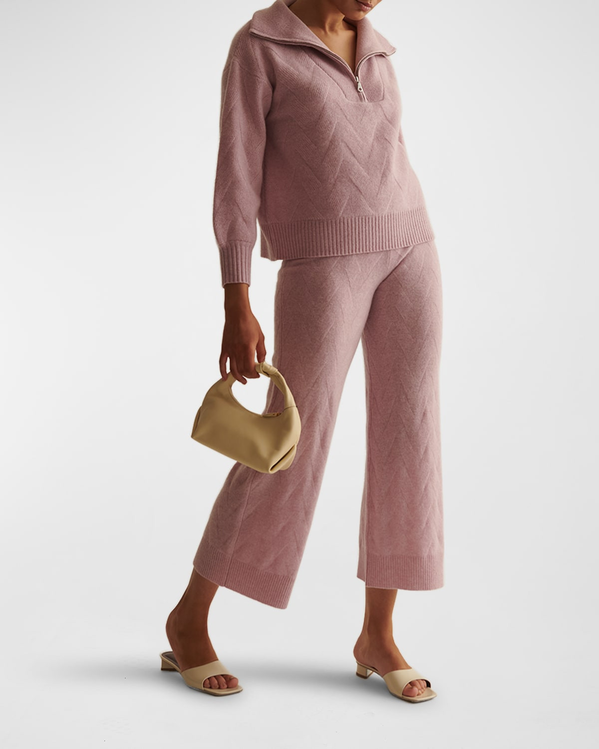 Poppy Chevron Half-Zip Cashmere Pullover | Neiman Marcus