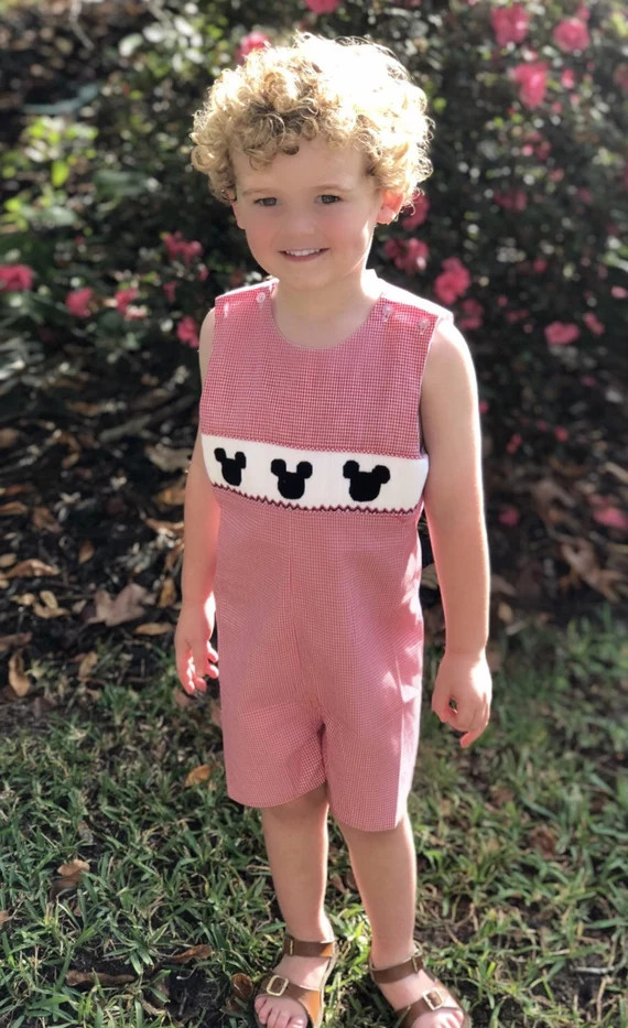 Smocked Jon Jon  Mouse Ears Shortall | Etsy | Etsy (US)