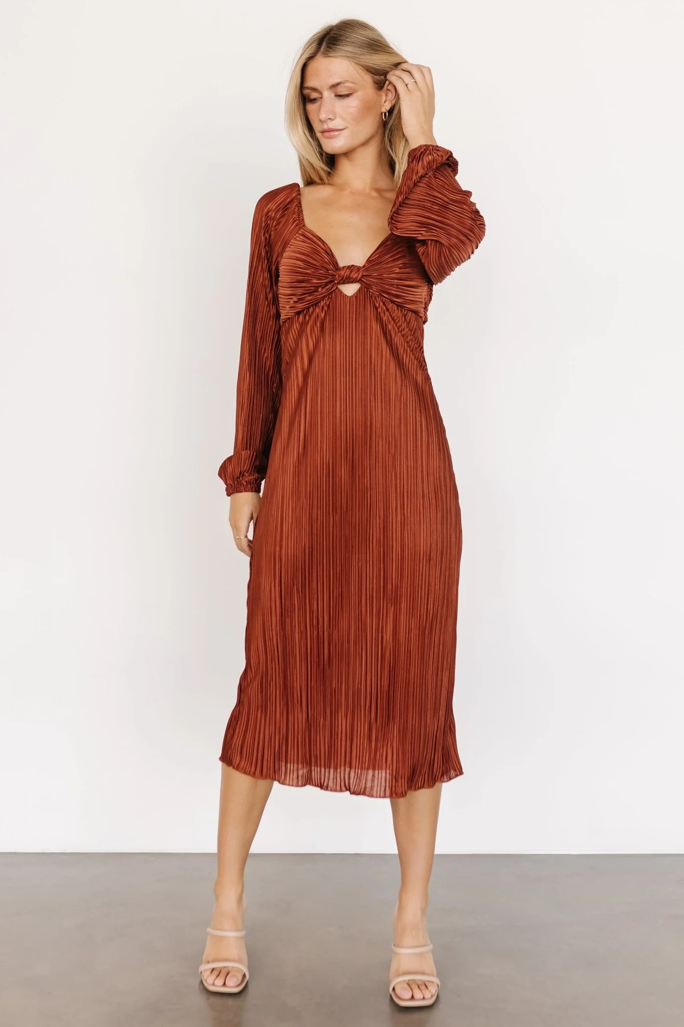 Amani Pleated Midi Dress | Peacock | Baltic Born