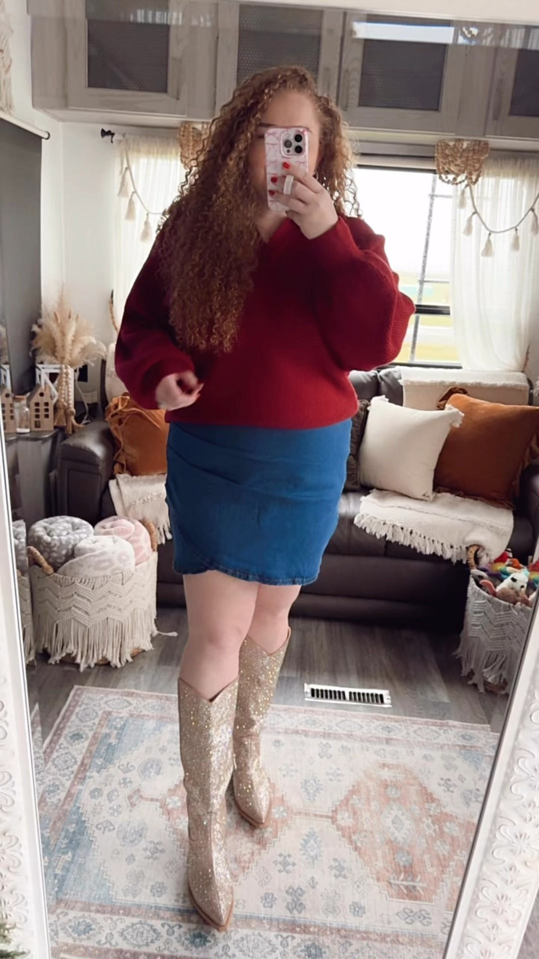 The perfect concert look🤍red sweater | amazon sweater | amazon red sweater | Amazon denim skirt | denim skirt | boots | cowgirl boots | amazon cowgirl boots | rhinestone cowgirl boots | amazon boots | amazon rhinestone cowgirl boots | Amazon finds | Amazon fashion | Amazon outfit | Amazon must haves  | Amazon look | concert look | concert outfit | concert finds | concert must haves | Amazon concert outfit  

#LTKStyleTip #LTKWatchNow #LTKMidsize