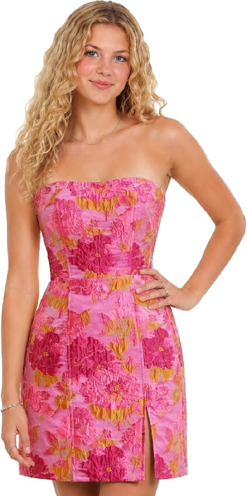 Homecoming Dresses 2026 for Teens Short Floral Mini Bodycon Prom Cocktail Party Gowns with Slit T... | Amazon (US)