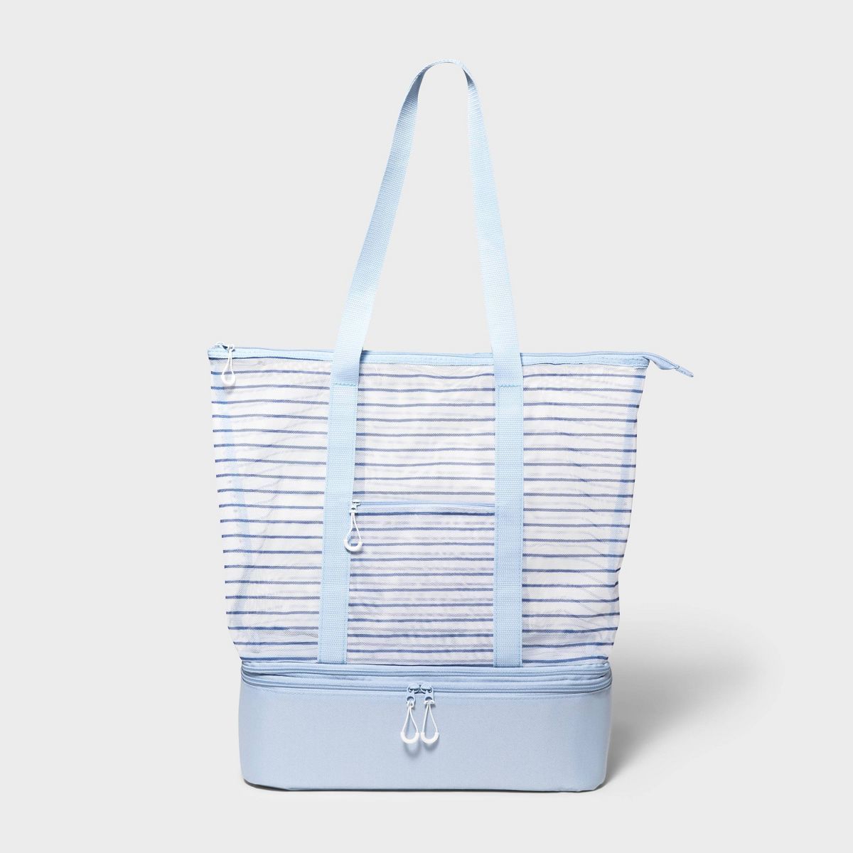 Cooler Tote Blue Striped Printed Mesh - Sun Squad™ | Target