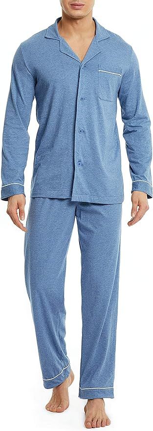 DAVID ARCHY Men's Cotton Sleepwear Button-Down Pajamas Set | Amazon (US)