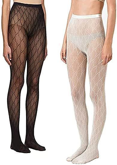2-Pack Fishnet Leggings, Skinny Fashion GG Leggings, Lace Leggings, One Size Fits All (Black + Wh... | Amazon (US)