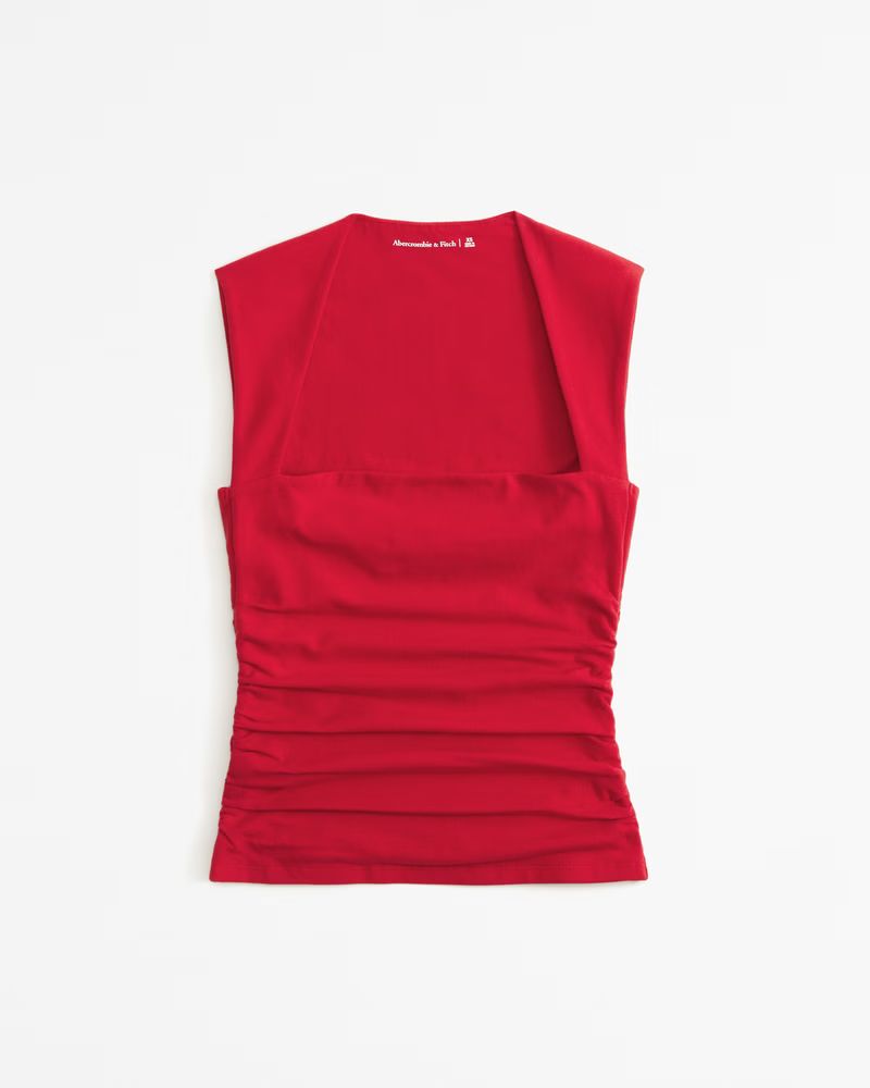 The A&F Ava Cotton-Blend Seamless Fabric Ruched Portrait Top | Abercrombie & Fitch (US)
