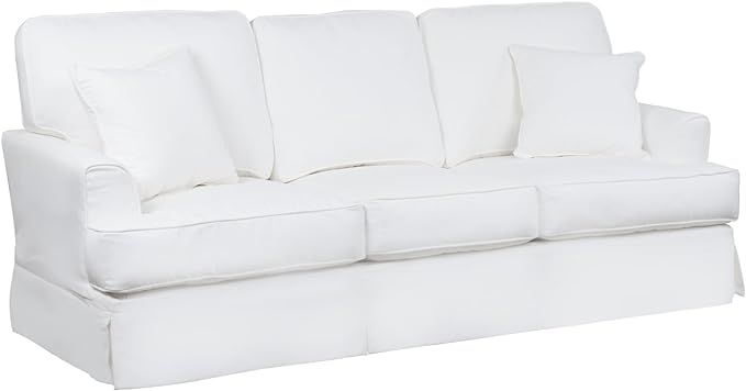 Sunset Trading Ariana Contemporary Fabric Slipcovered Sofa in White | Amazon (US)