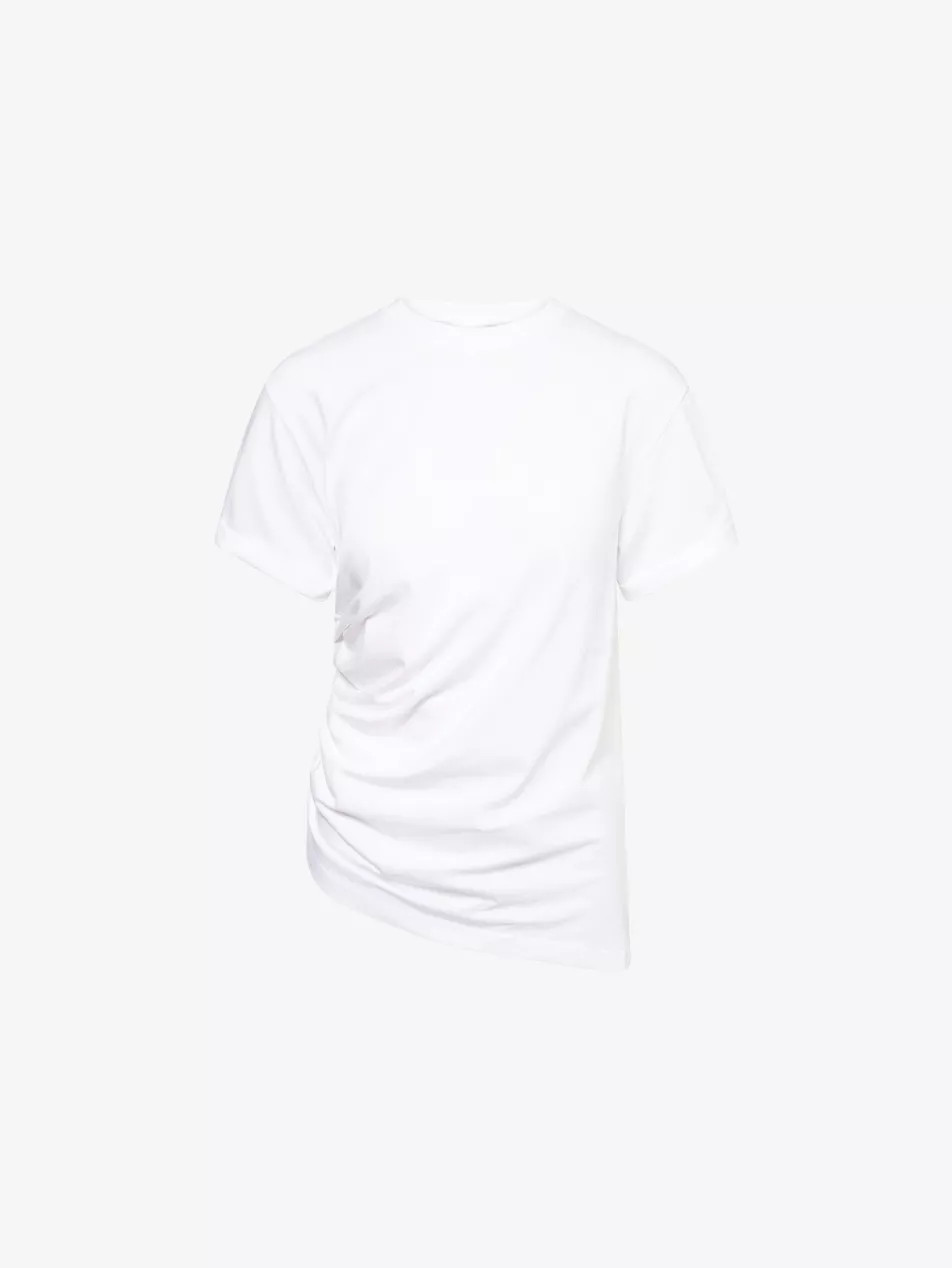 Gathered Round-Neck Cotton T-Shirt | Selfridges