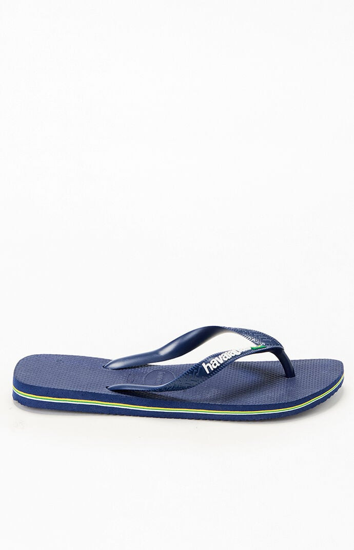 Havaianas Women's Brazil Logo Flip Flop Sandals in Navy - Size 11/12 | PacSun