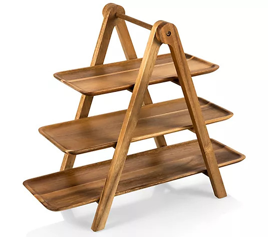 Picnic Time Acacia Wood 3-Tiered Serving Ladder - QVC.com | QVC