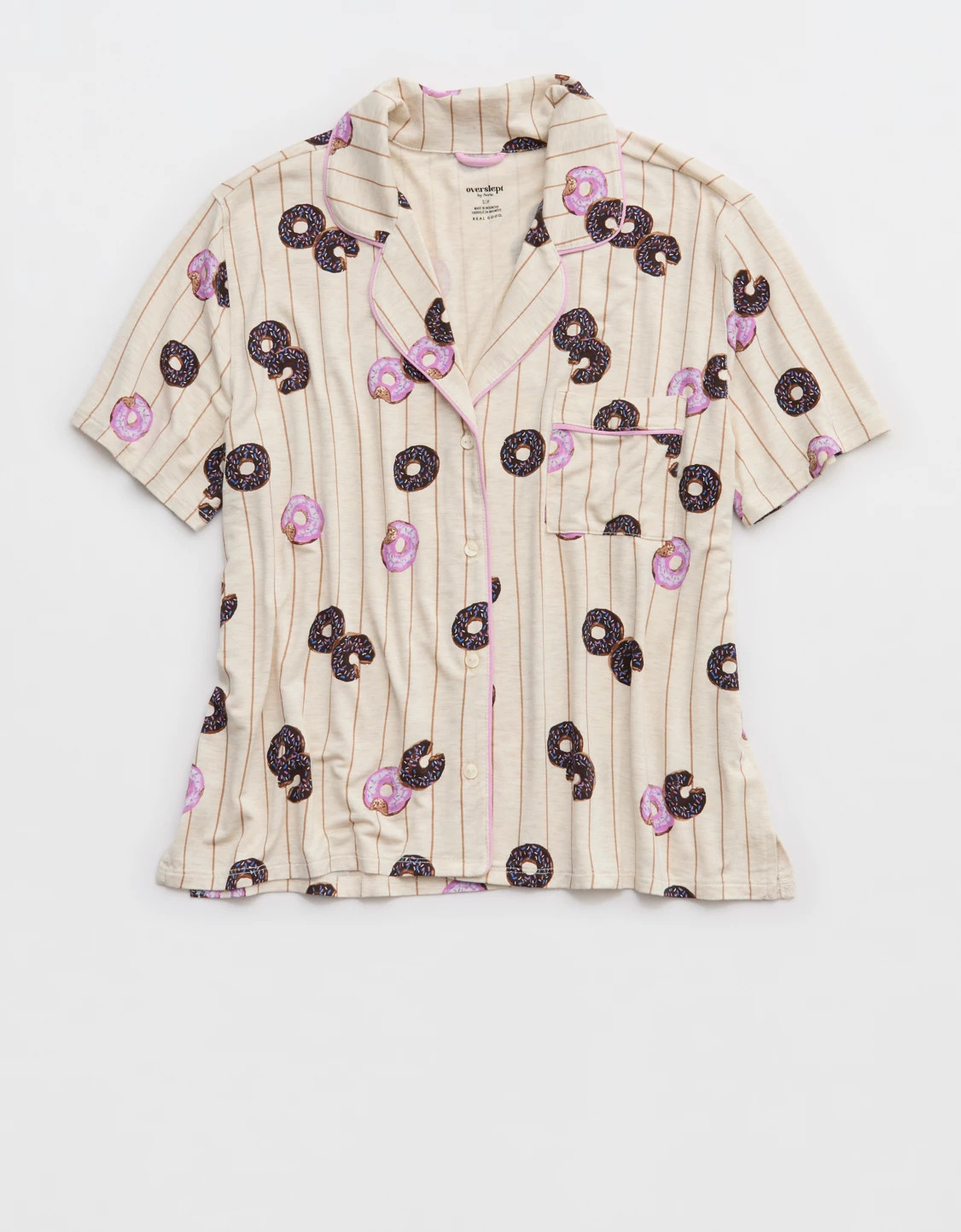 OVERSLEPT by Aerie Real Soft Short Sleeve Pajama Shirt | Aerie