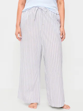 Poplin Wide-Leg Pajama Pants | Old Navy (US)