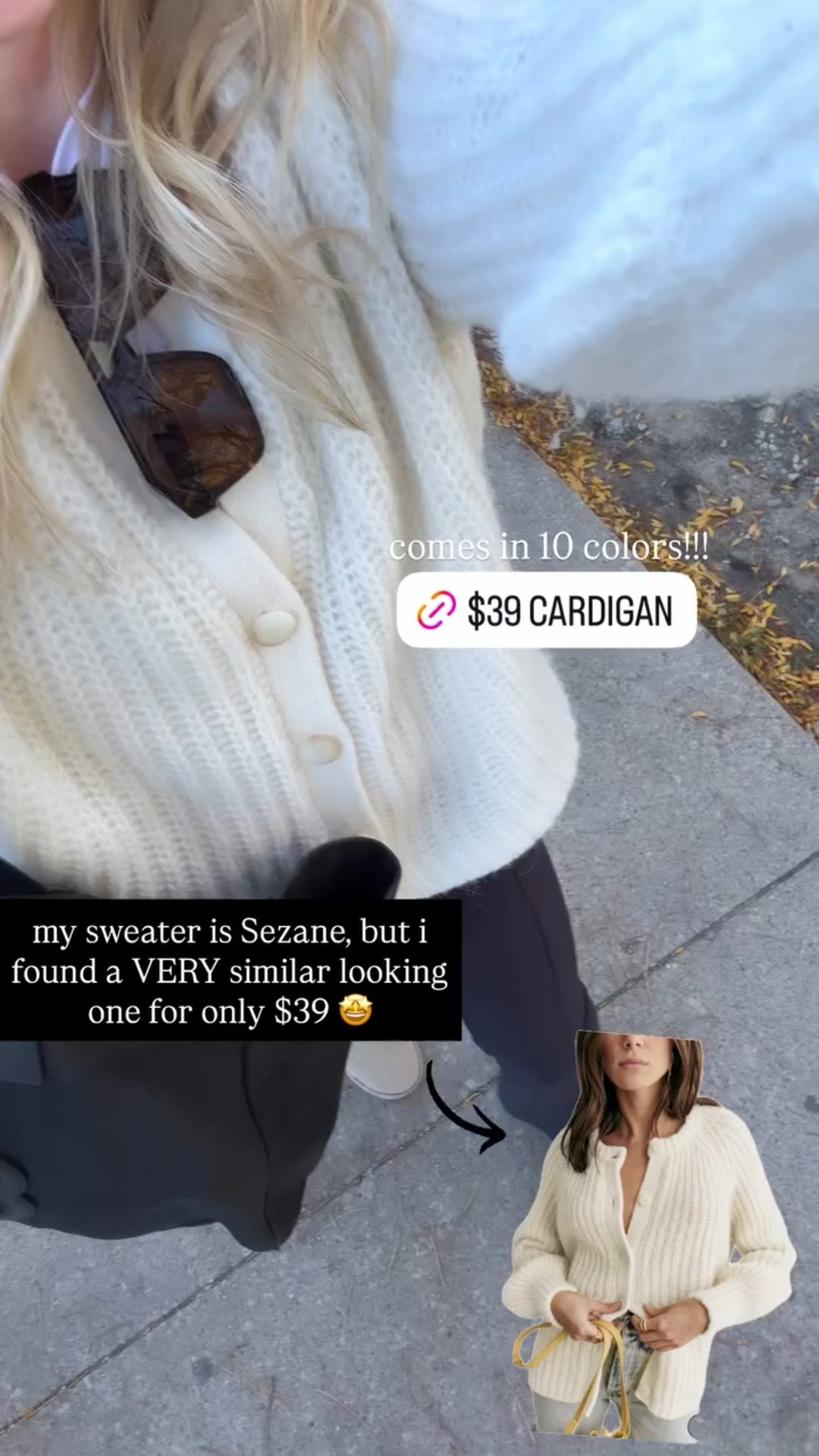 my sweater is Sezane, but i found a VERY similar looking one for only $39 🤩 comes in 10 colors!!!

#LTKStyleTip #LTKFindsUnder50 #LTKFindsUnder100