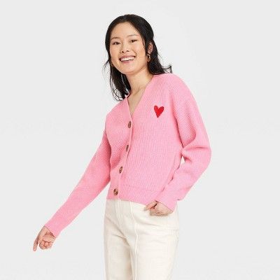 Women's Button-front Cardigan - A New Day™ Pink Xs : Target | Target