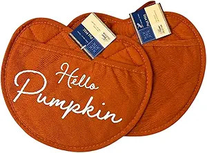 Set of 2 Hello Pumpkin Pot Holders Oven Mitts Pumpkin Shaped Potholders Fall Autumn Decor Kitchen... | Amazon (US)