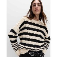 M&S Cotton Rich Striped Relaxed Jumper Black Mix | Marks & Spencer (UK)