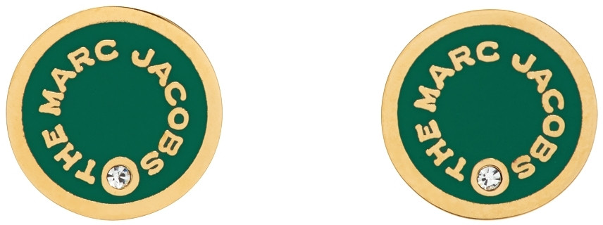 Gold & Green 'The Medallion' Stud Earrings | SSENSE