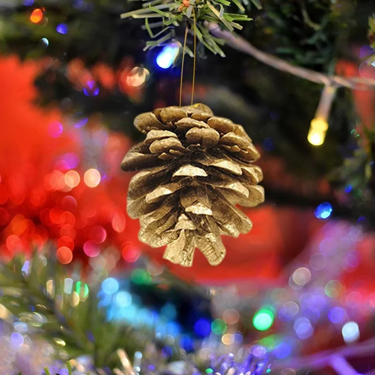 Natural Pine Cones 12Pcs Christmas Pine Cone Ornaments Gold Fall Winter Holiday Home Decor Vase F... | Walmart (US)