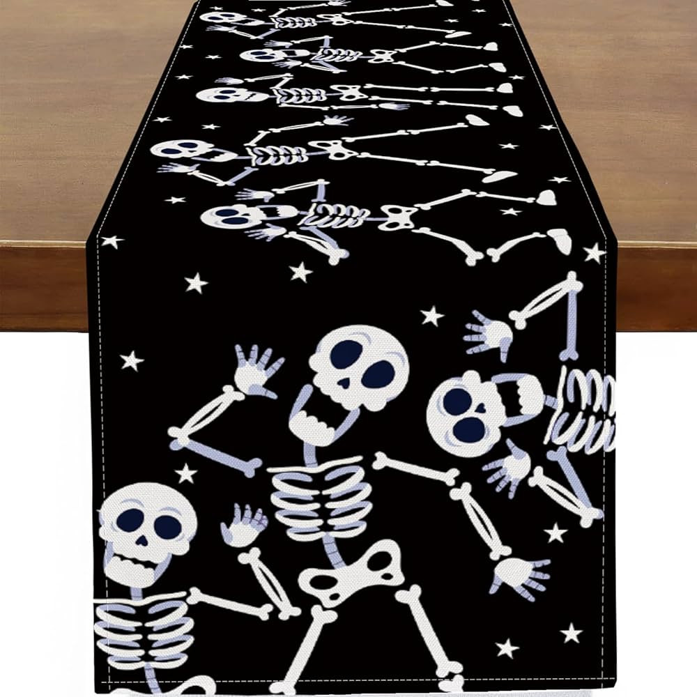 Baccessor Halloween Table Runner Dancing Skeleton Spooky Relax Skeleton Star Runner for Table Kit... | Amazon (US)